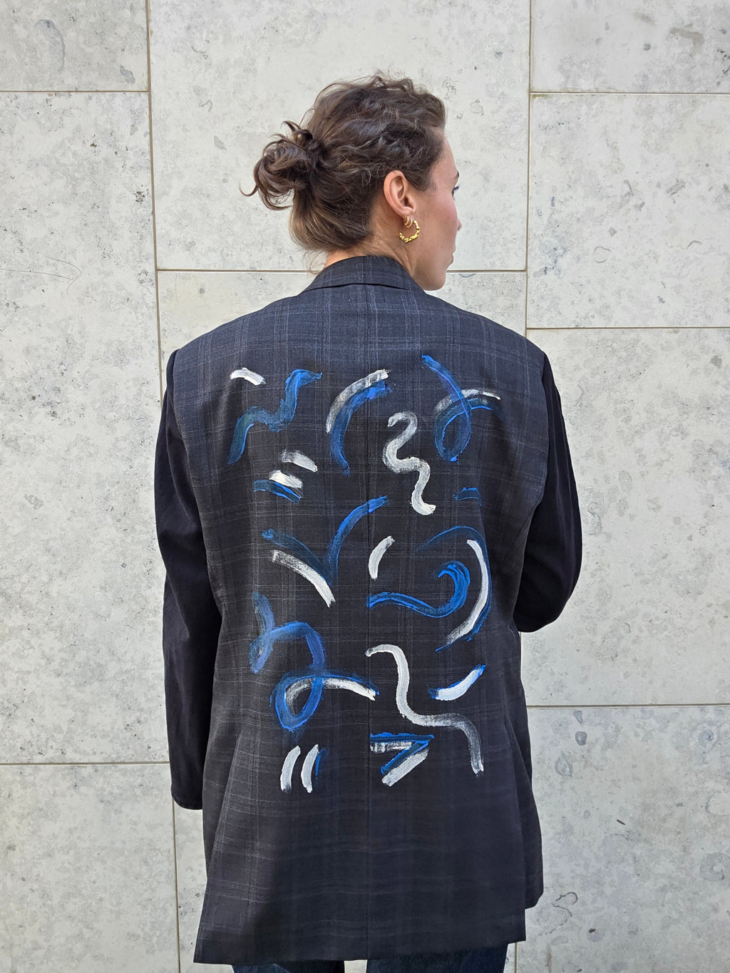 Painted denim blazer