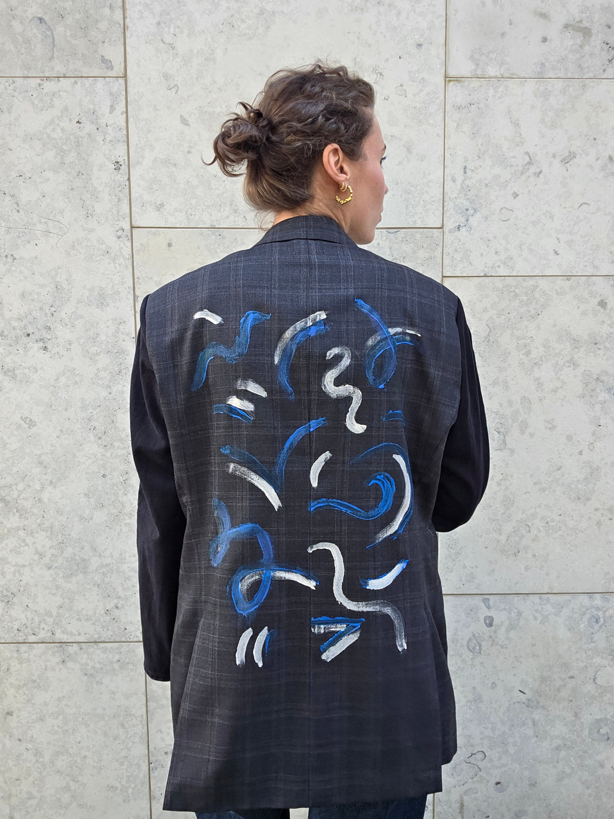 Painted denim blazer