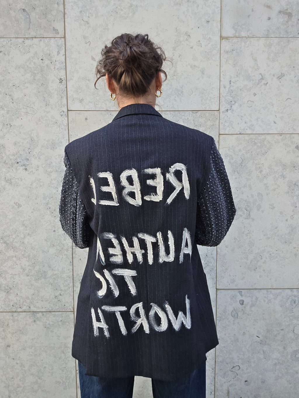 Painted denim blazer