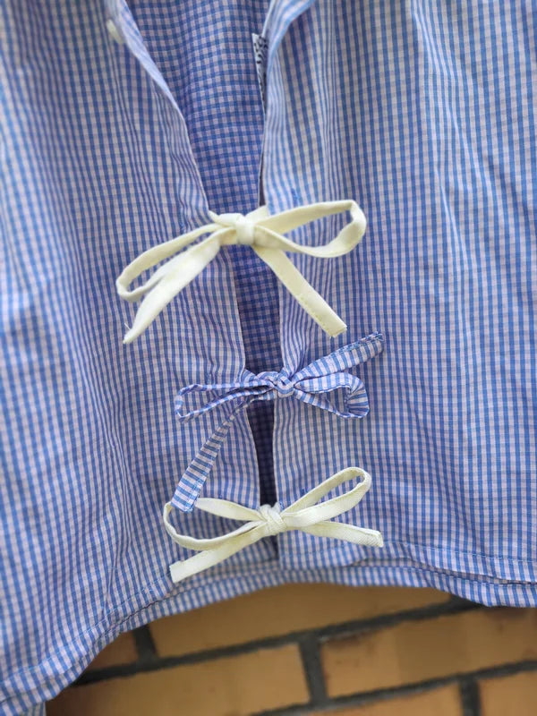 Upcycled bowtie blouse