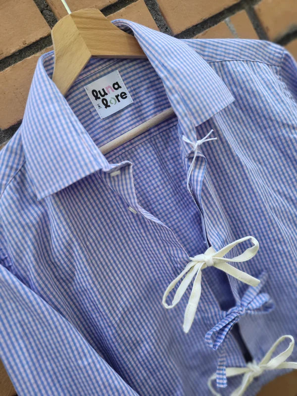 Upcycled bowtie blouse