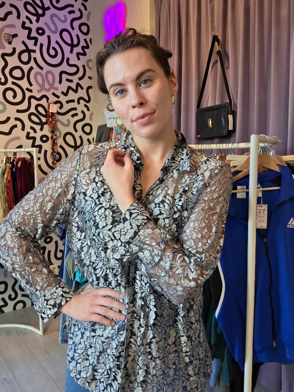 Blouse met bloemenpatroon van kant