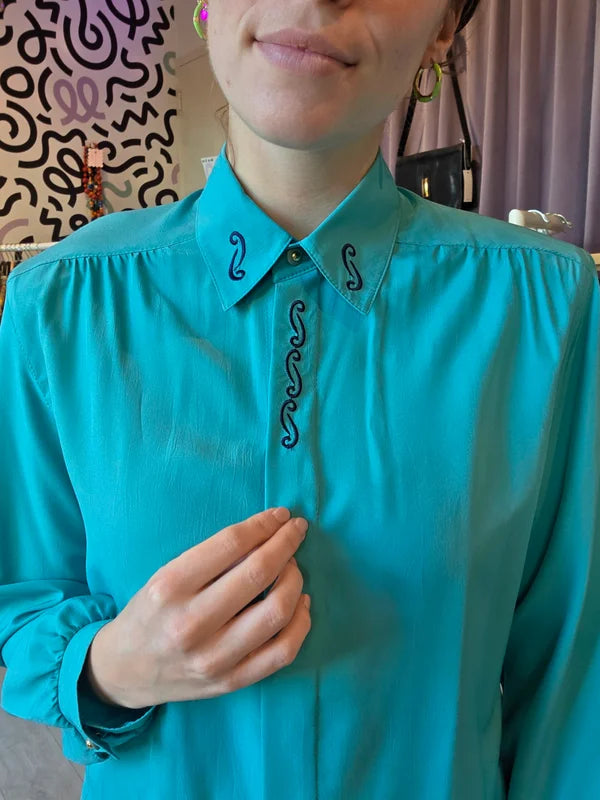Aquablauwe blouse