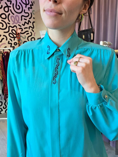 Aquablauwe blouse