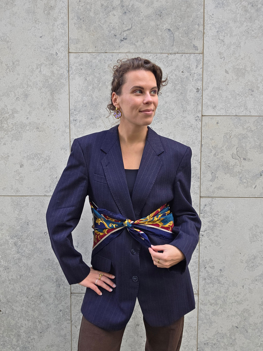 Upcycled scarf blazer