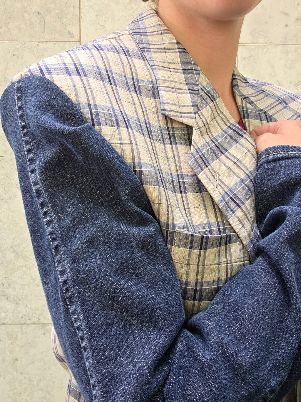 Upcycled denim blazer