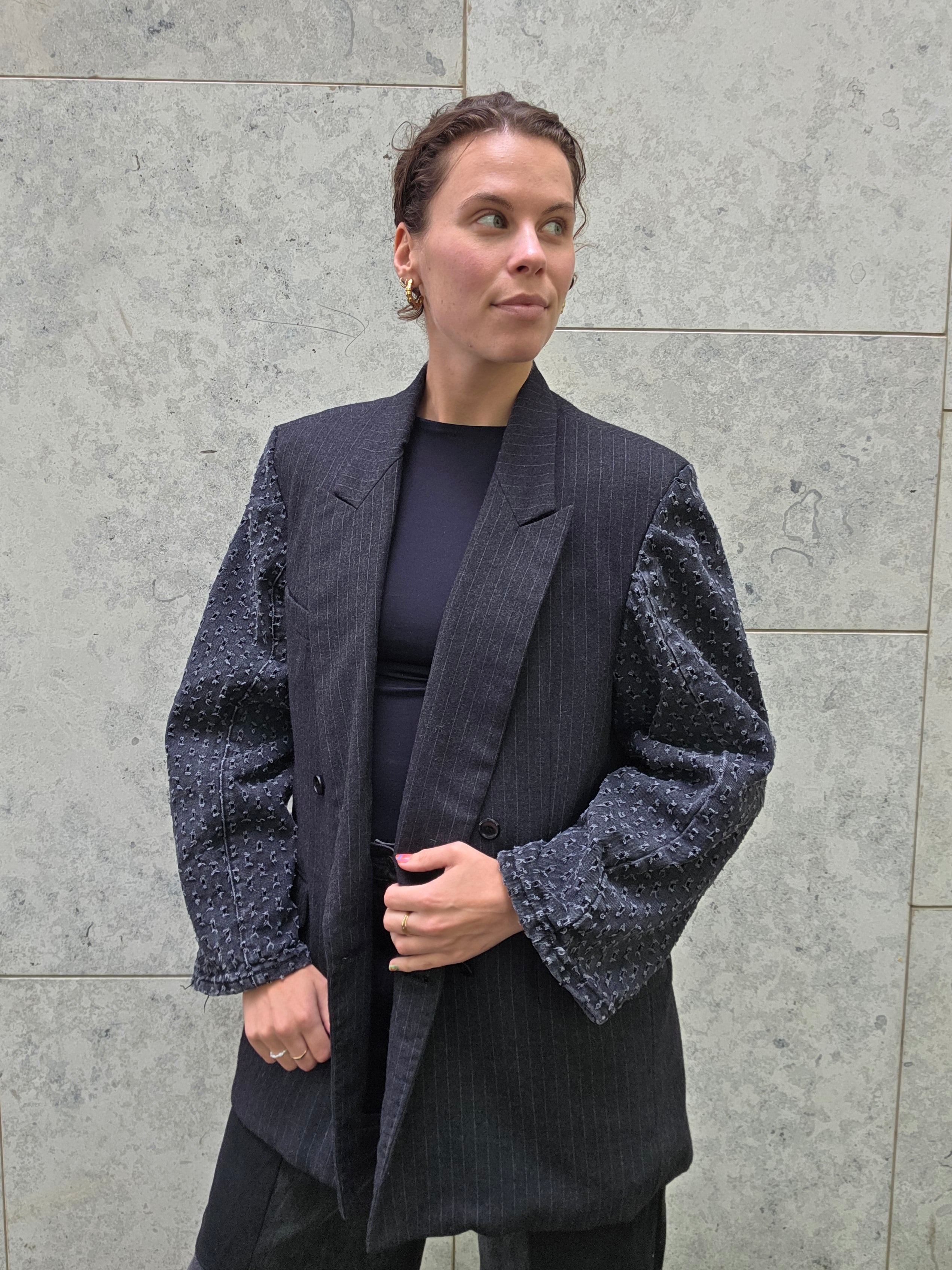 Upcycled denim blazer