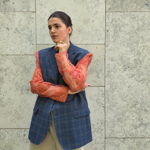 Blazer met transparante mouwen