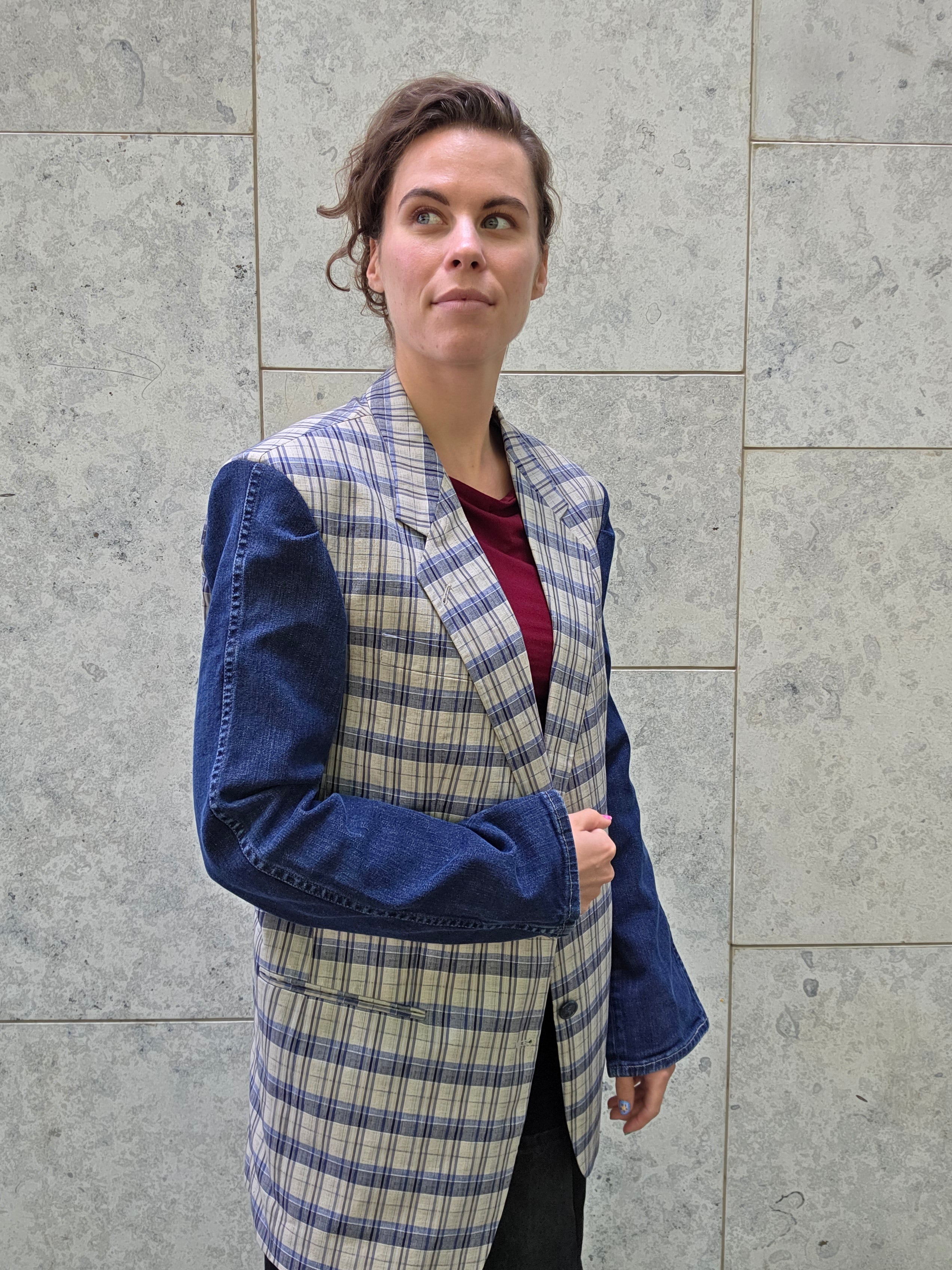 Upcycled denim blazer