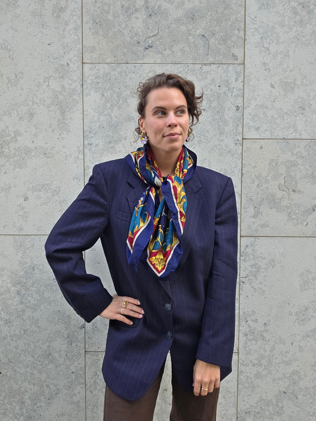 Upcycled scarf blazer