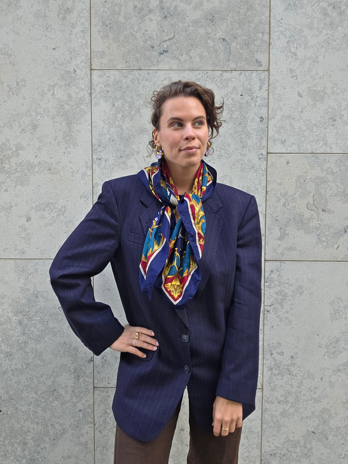 Upcycled scarf blazer
