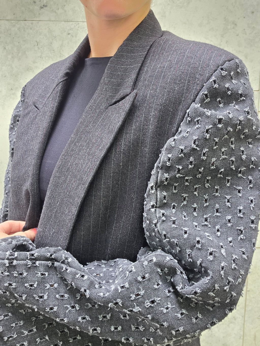 Upcycled denim blazer