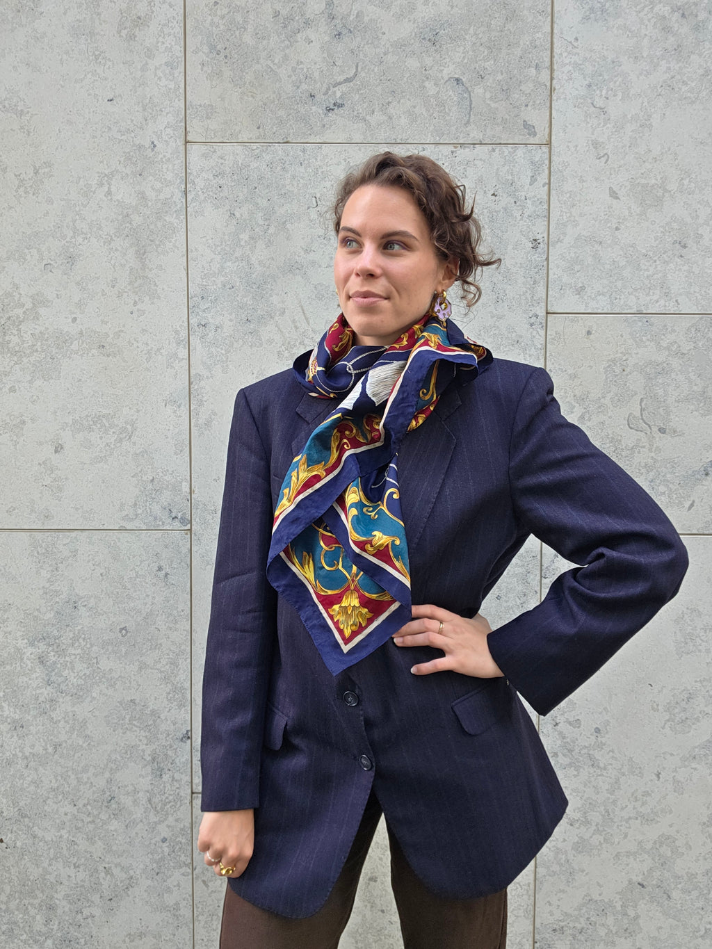 Upcycled scarf blazer