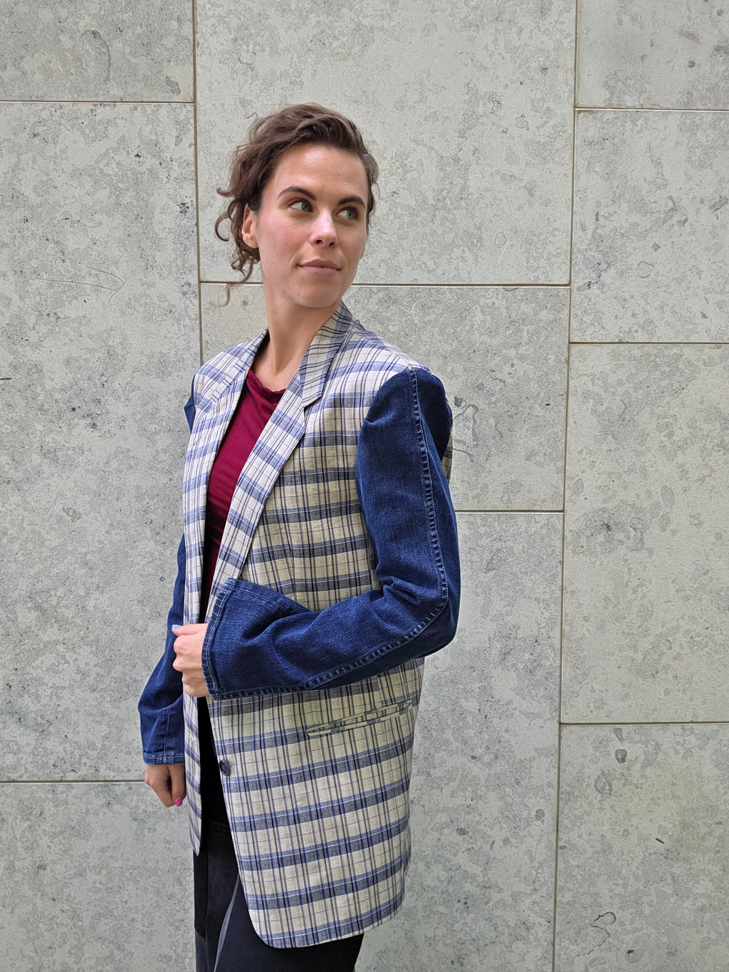 Upcycled denim blazer