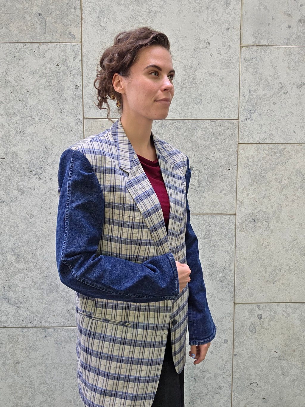 Upcycled denim blazer