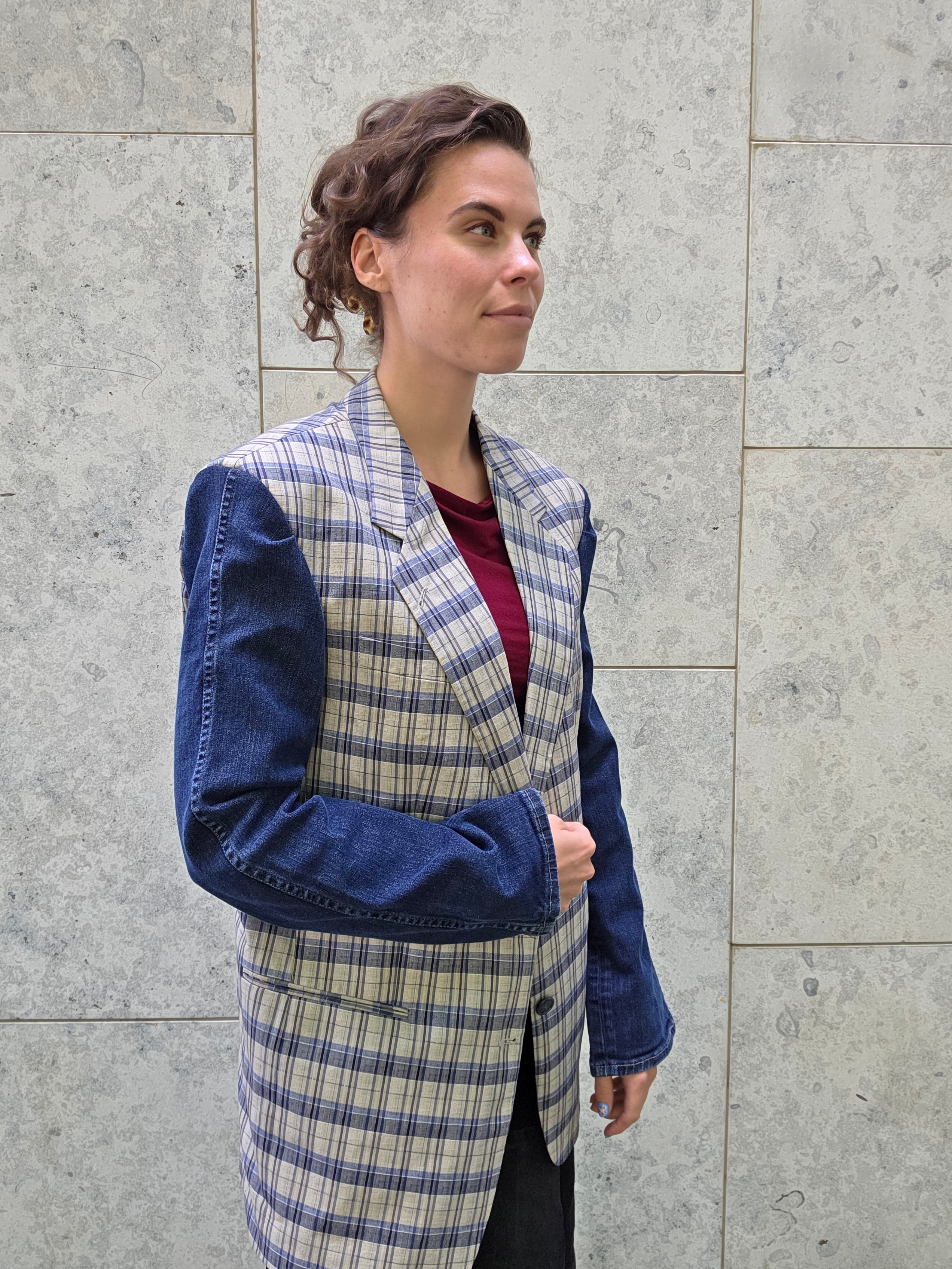 Upcycled denim blazer